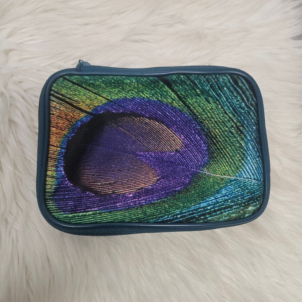 BareMinerals Bare Escentuals Teal Peacock Cosmetic Case Makeup Travel Organizer